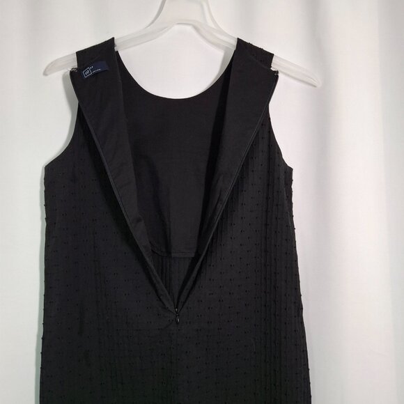 Vintage GAP Shift True Black Smocked Eyelet Cotton Dress, Lined Size S, Pockets - Picture 4 of 10